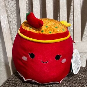 Squishmallows Red Plush with Noodle Bowl Design